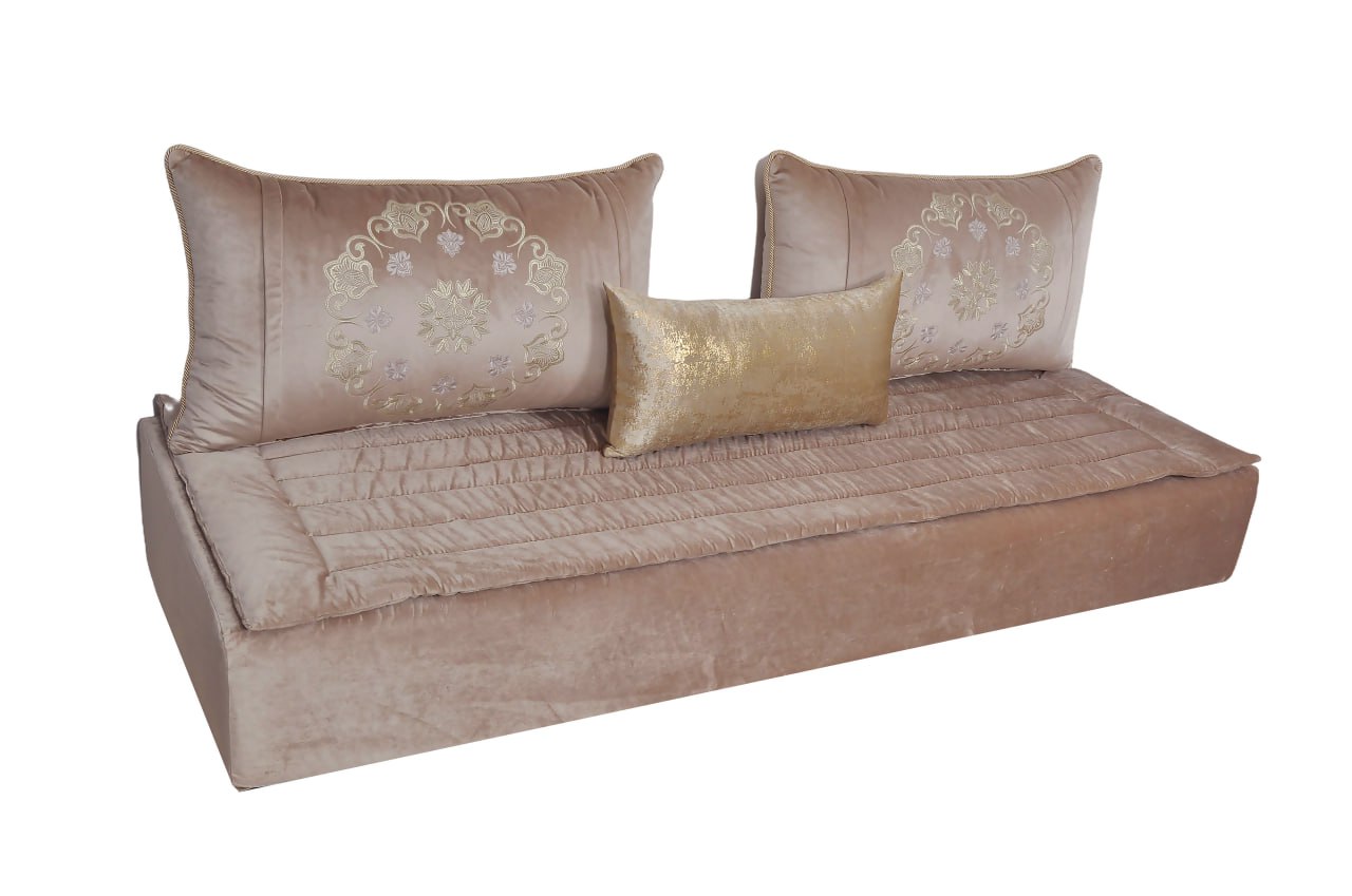 Housse tissu brodé Saumon