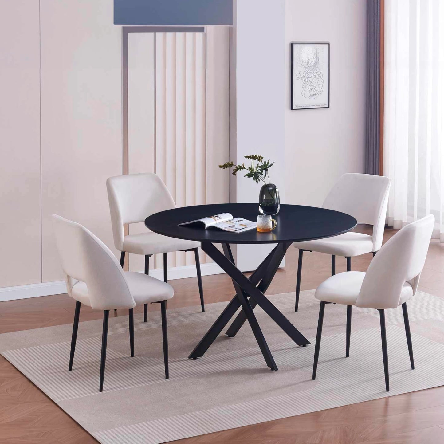 Ensemble Jessica ronde avec chaises Amélia