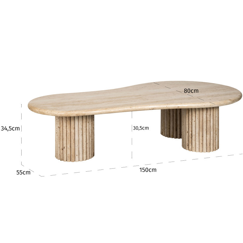 Table Basse Travertin 3 colonnes