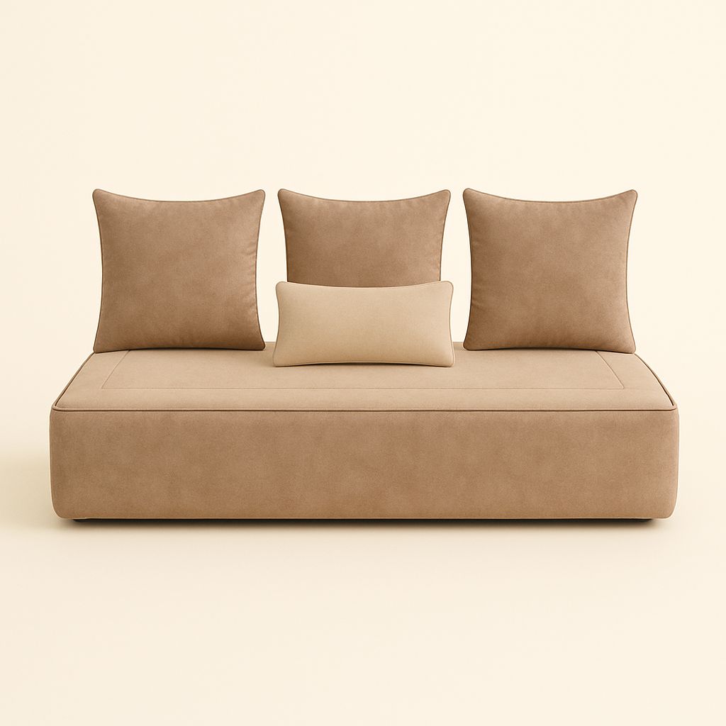 Housse sur mesure Velours Uni Taupe / Beige foncé + Surmatelas