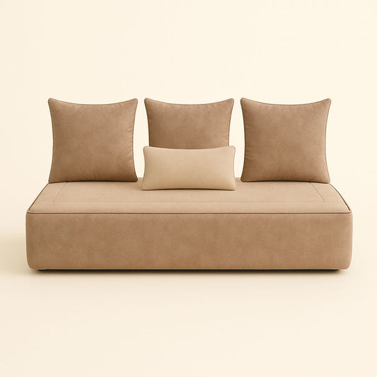 Housse sur mesure Velours Uni Taupe / Beige foncé + Surmatelas