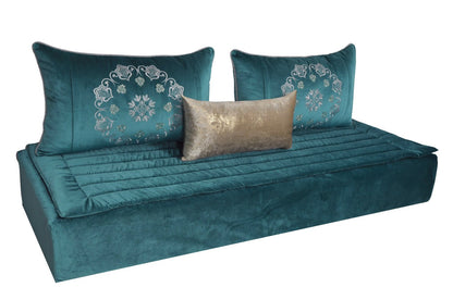 Housse tissu brodé Émeraude