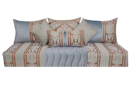 Housse tissu brokar matelassé Lilas / Rose or