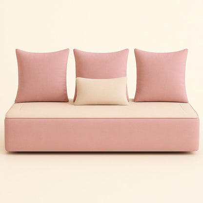 Housse sur mesure Velours Uni Rose / Beige + Surmatelas