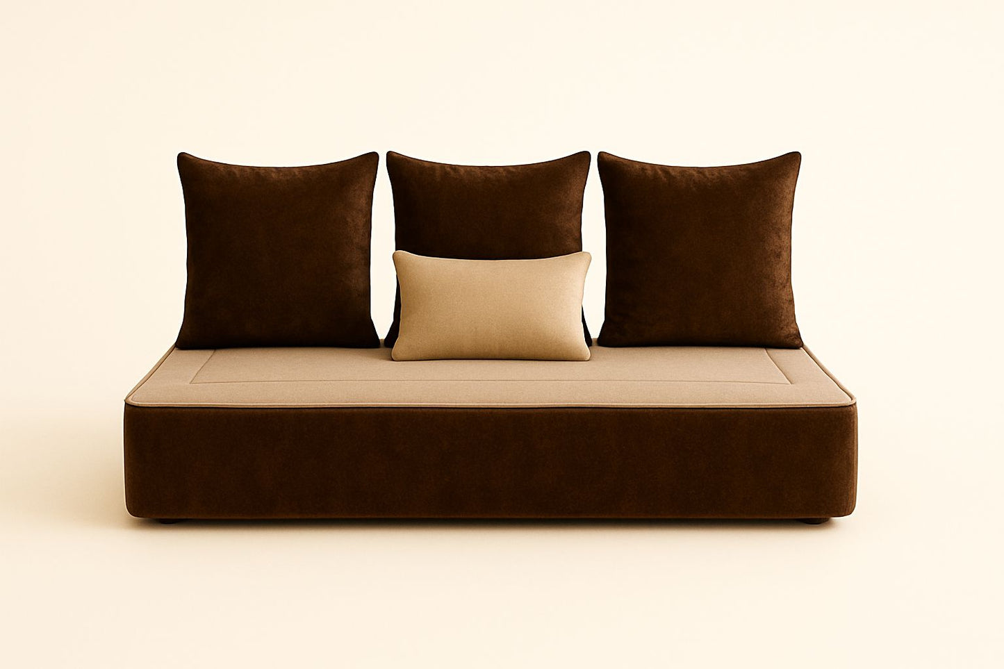 Housse sur mesure Velours Uni Marron / Beige + Surmatelas