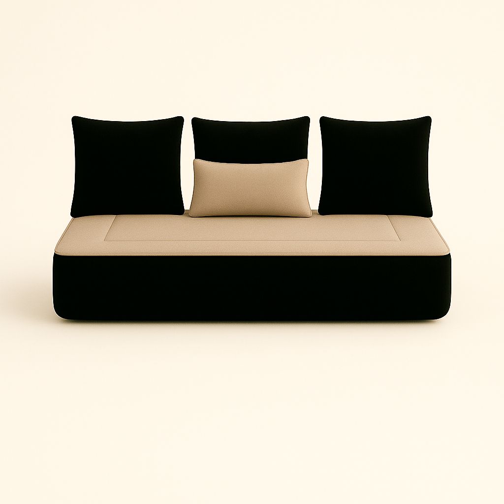 Housse sur mesure Velours Uni Noir / Taupe + Surmatelas