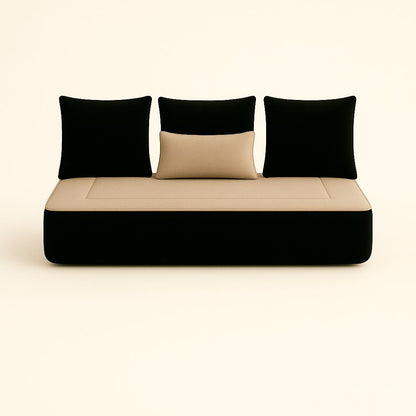 Housse sur mesure Velours Uni Noir / Taupe + Surmatelas