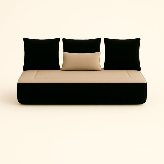 Housse sur mesure Velours Uni Noir / Taupe + Surmatelas