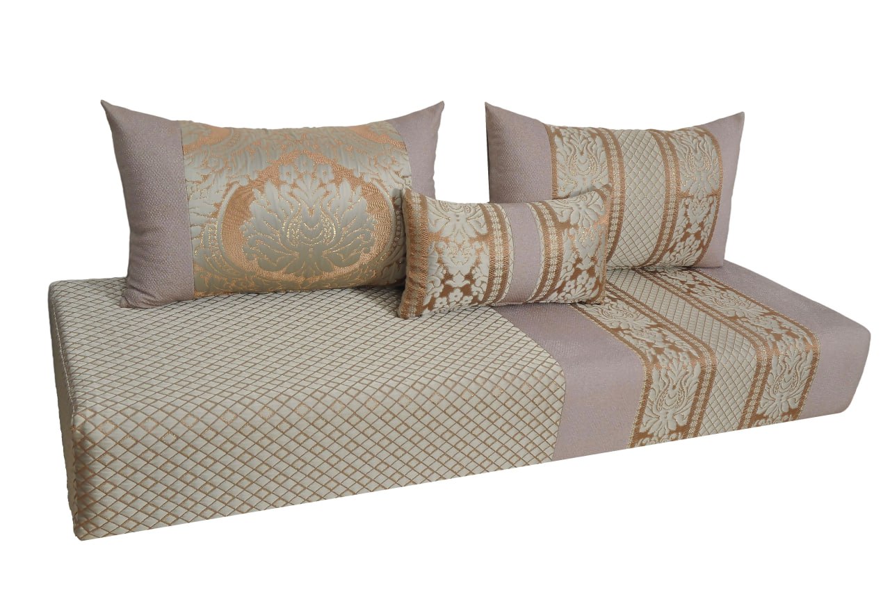 Housse tissu brokar matelassé Rose Or