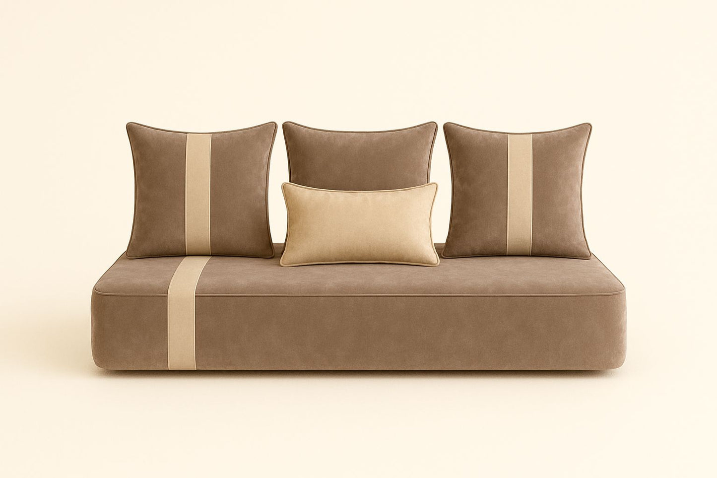 Housse sur mesure Velours Uni Beige / Taupe foncé