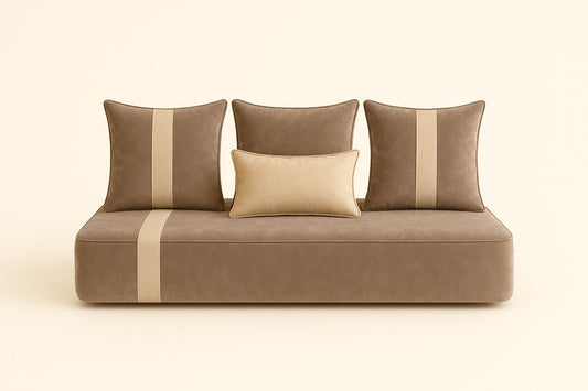 Housse sur mesure Velours Uni Beige / Taupe foncé