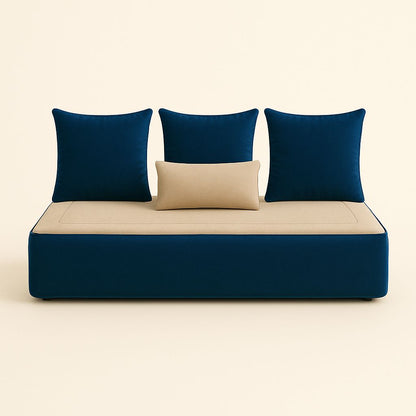 Housse sur mesure Velours Uni Bleu foncée / Beige + Surmatelas