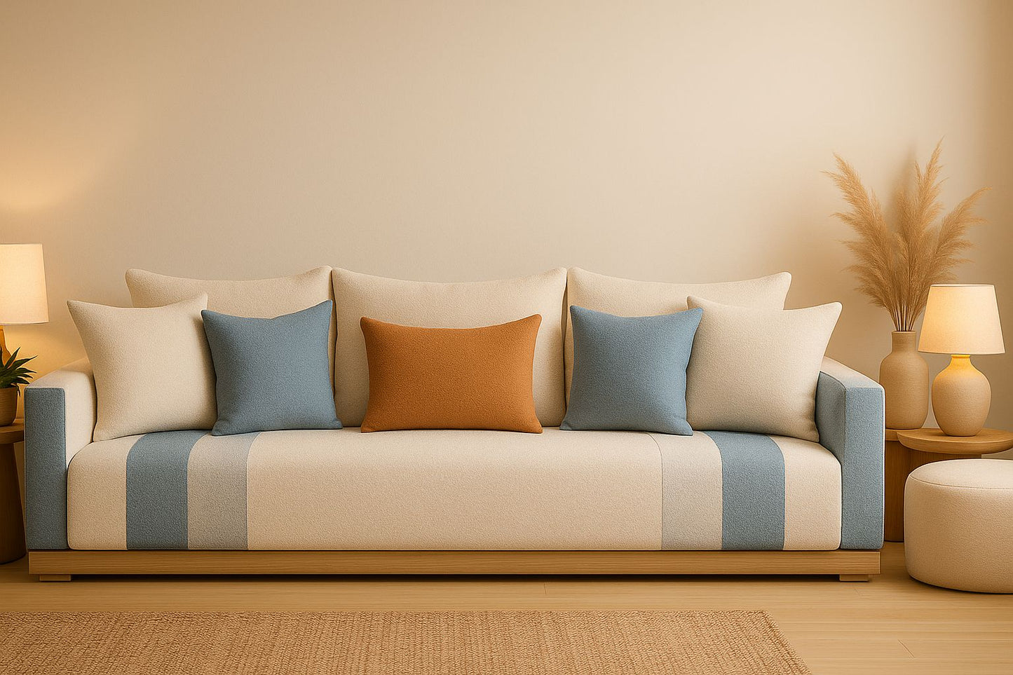Housse sur mesure Beige / Bleu / Orange