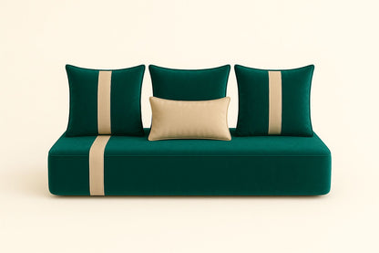 Housse sur mesure Velours Uni Vert Émeraude / Beige